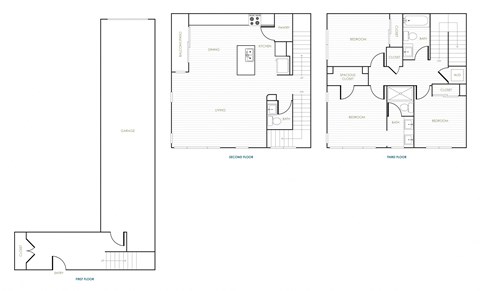 Floor plan for 3 beds, 3 baths, 1582 sqft